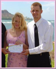 Transsexuals Jocelyn and Adam with their marriage certificate
